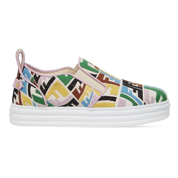 Fendi Vertigo Multicolor FF Logo Platform Low Top Trainer Slip On Sneaker 36 - Picture 1 of 12